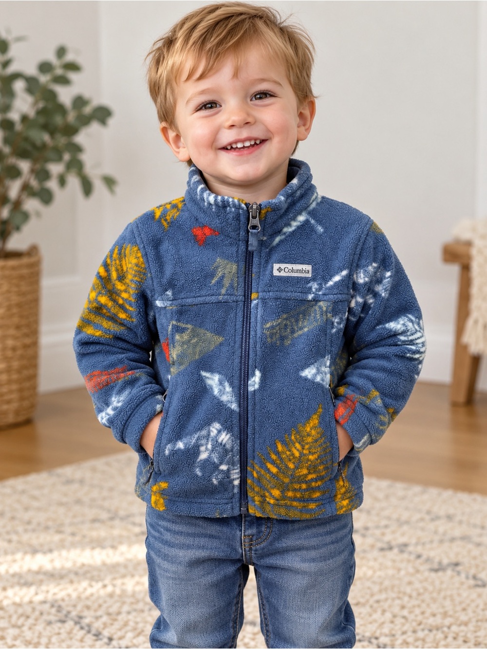 Columbia Toddler Printed Full-Zip Fleece Jacket – 2T | Blue Nature Print